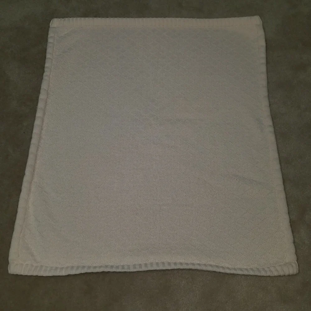Mud Pie Pale Pink Knit Diamond Baby Blanket White Sherpa Lovey Girl